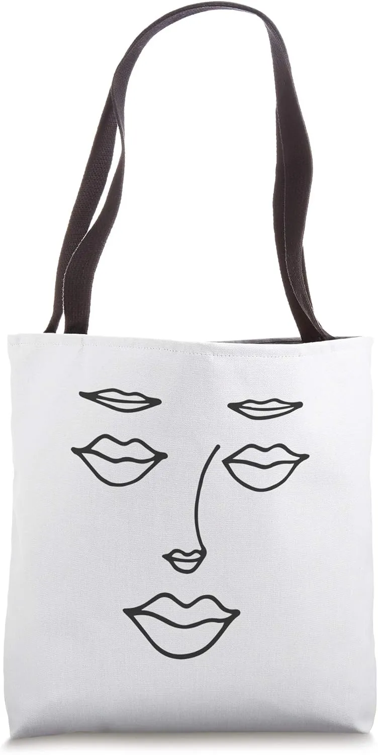 Lips Obsession - Lip Eyes, Lip Nose, Lip Eyebrows Hand Drawn Tote Bag