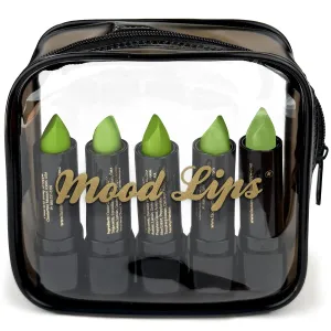 Lipstick pH Color Changing Long Lasting Magic Custom Lip Shade Made in the USA 12 hour long lasting non transfer with Vitamins A, C, & E, and Aloe Vera (Green (Pack of 5))