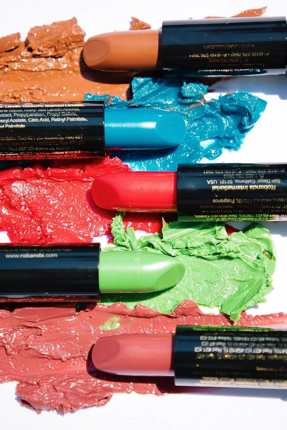 Lipstick pH Color Changing Long Lasting Magic Custom Lip Shade Made in the USA 12 hour long lasting non transfer with Vitamins A, C, & E, and Aloe Vera (Green (Pack of 5))