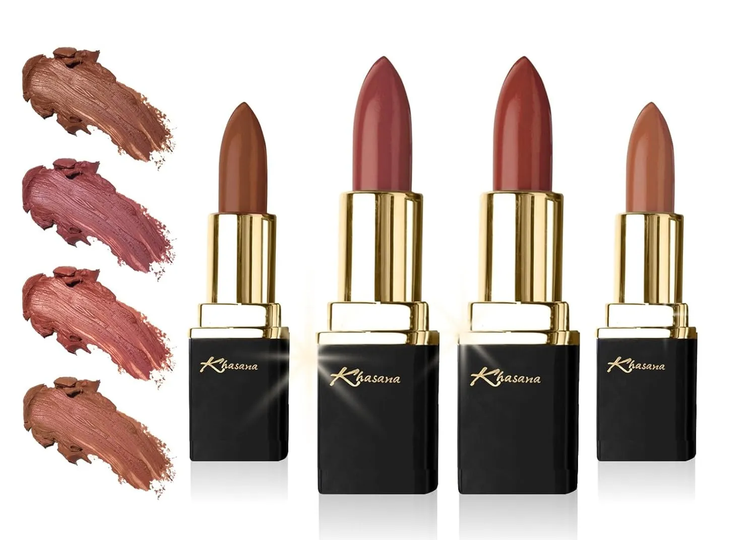 Lipstick Set. Long Lasting Lipcolor 4 Piece Gift Set. Moisturizing Formula, Infused with Vitamin E and Vitamin C. Multi Finish Lip Makeup Cream Gloss & Matte. Pack of 4 (ONE MORE TIME)