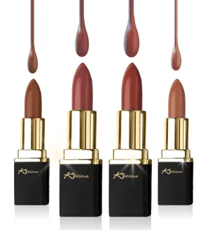 Lipstick Set. Long Lasting Lipcolor 4 Piece Gift Set. Moisturizing Formula, Infused with Vitamin E and Vitamin C. Multi Finish Lip Makeup Cream Gloss & Matte. Pack of 4 (ONE MORE TIME)