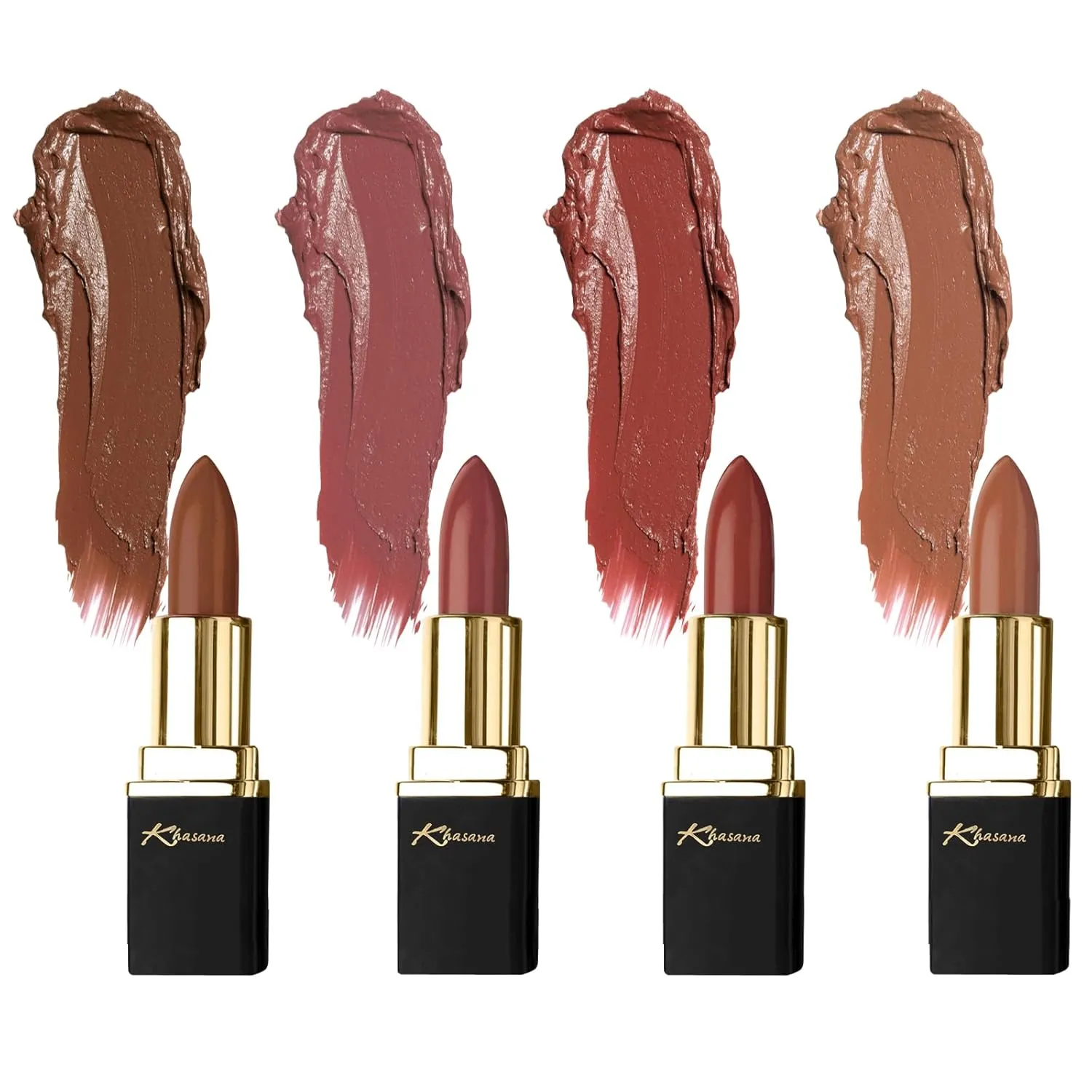 Lipstick Set. Long Lasting Lipcolor 4 Piece Gift Set. Moisturizing Formula, Infused with Vitamin E and Vitamin C. Multi Finish Lip Makeup Cream Gloss & Matte. Pack of 4 (ONE MORE TIME)