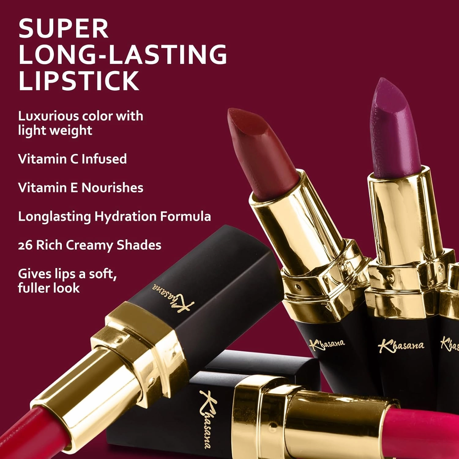 Lipstick Set. Long Lasting Gift Set. Moisturizing Formula, Infused with Vitamin E and Vitamin C. Multi Finish Lip Makeup Cream Gloss & Matte. Pack of 4 Nude Collection