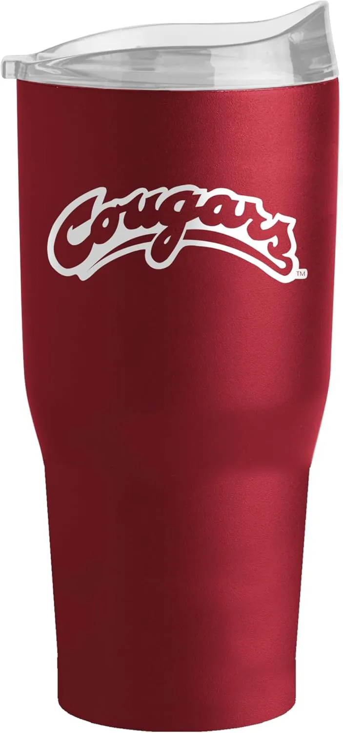 Logo Brands NCAA 30 oz Powder Coat Tumbler - Double-Wall, Vacuum-Insulated Stainless Steel With High-Lip Slider Lid–Keeps Drinks Hot Or Cold For Hours – Ideal For Tailgates & Everyday Use