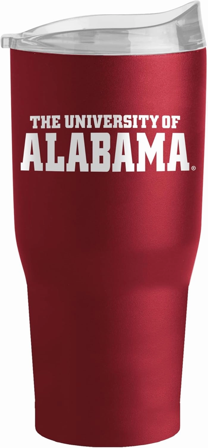 Logo Brands NCAA 30 oz Powder Coat Tumbler - Double-Wall, Vacuum-Insulated Stainless Steel With High-Lip Slider Lid–Keeps Drinks Hot Or Cold For Hours – Ideal For Tailgates & Everyday Use
