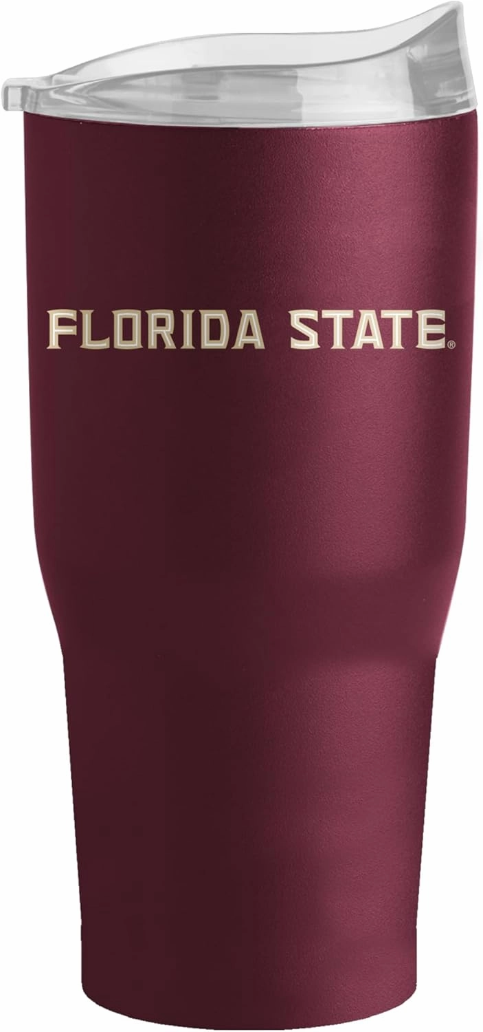 Logo Brands NCAA 30 oz Powder Coat Tumbler - Double-Wall, Vacuum-Insulated Stainless Steel With High-Lip Slider Lid–Keeps Drinks Hot Or Cold For Hours – Ideal For Tailgates & Everyday Use