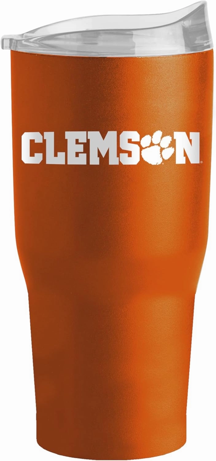 Logo Brands NCAA 30 oz Powder Coat Tumbler - Double-Wall, Vacuum-Insulated Stainless Steel With High-Lip Slider Lid–Keeps Drinks Hot Or Cold For Hours – Ideal For Tailgates & Everyday Use