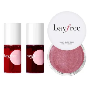 Long Lasting Waterproof, Lightweight, Non-sticky, Transfer-Proof Lip Tint Stain Set & Radiant Finish, Hydrating, Creamy Mulit Glow Balm