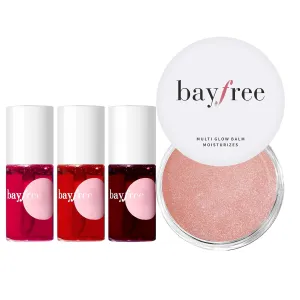 Long Lasting Waterproof, Lightweight, Non-sticky, Transfer-Proof Lip Tint Stain Set & Radiant Finish, Hydrating, Creamy Mulit Glow Balm