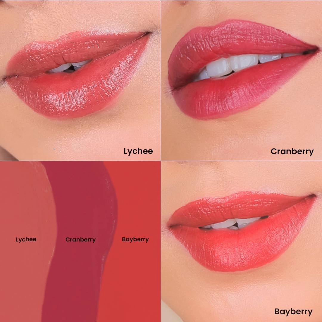 Long-Lasting Juicy Glossy Finish Lip Stain|Pack Of 3| Transfer-Proof, Gel-To-Oil, Plumping, Hydrating|Shade: Fresh Summer