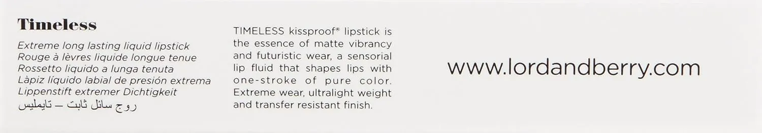 Lord & Berry Timeless Kissproof Semi Matte Liquid Lipsticks Ultra Light & Thin Coverage For Smooth & Nourished Lips Long Lasting Lipstick For Women, Vegan & Cruelty Free Makeup