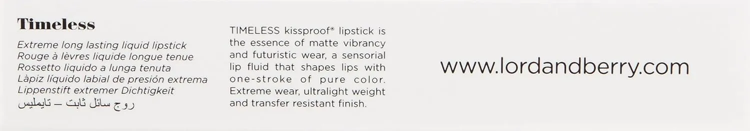 Lord & Berry Timeless Kissproof Semi Matte Liquid Lipsticks Ultra Light & Thin Coverage For Smooth & Nourished Lips Long Lasting Lipstick For Women, Vegan & Cruelty Free Makeup
