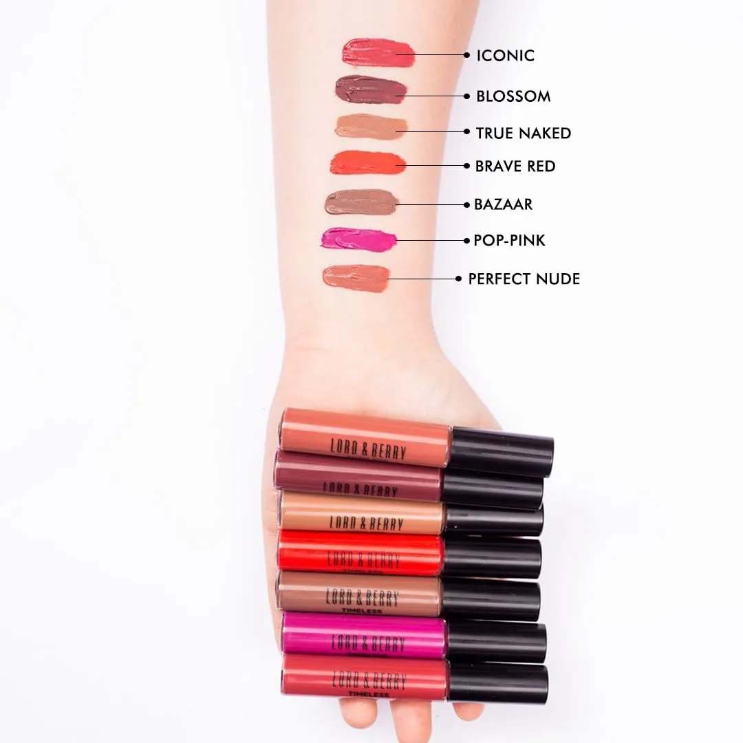Lord & Berry Timeless Kissproof Semi Matte Liquid Lipsticks Ultra Light & Thin Coverage For Smooth & Nourished Lips Long Lasting Lipstick For Women, Vegan & Cruelty Free Makeup