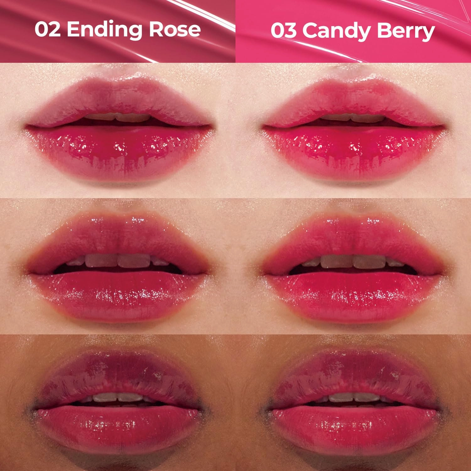 LOVB LOVB Pudding Glow Korean Lip Tint | Natural Lip Stain | Gloss to Stain | Long-Lasting & Non-Sticky | Lightweight Lip Tint 0.14 oz. (02 ENDING ROSE 03 CANDY BERRY)