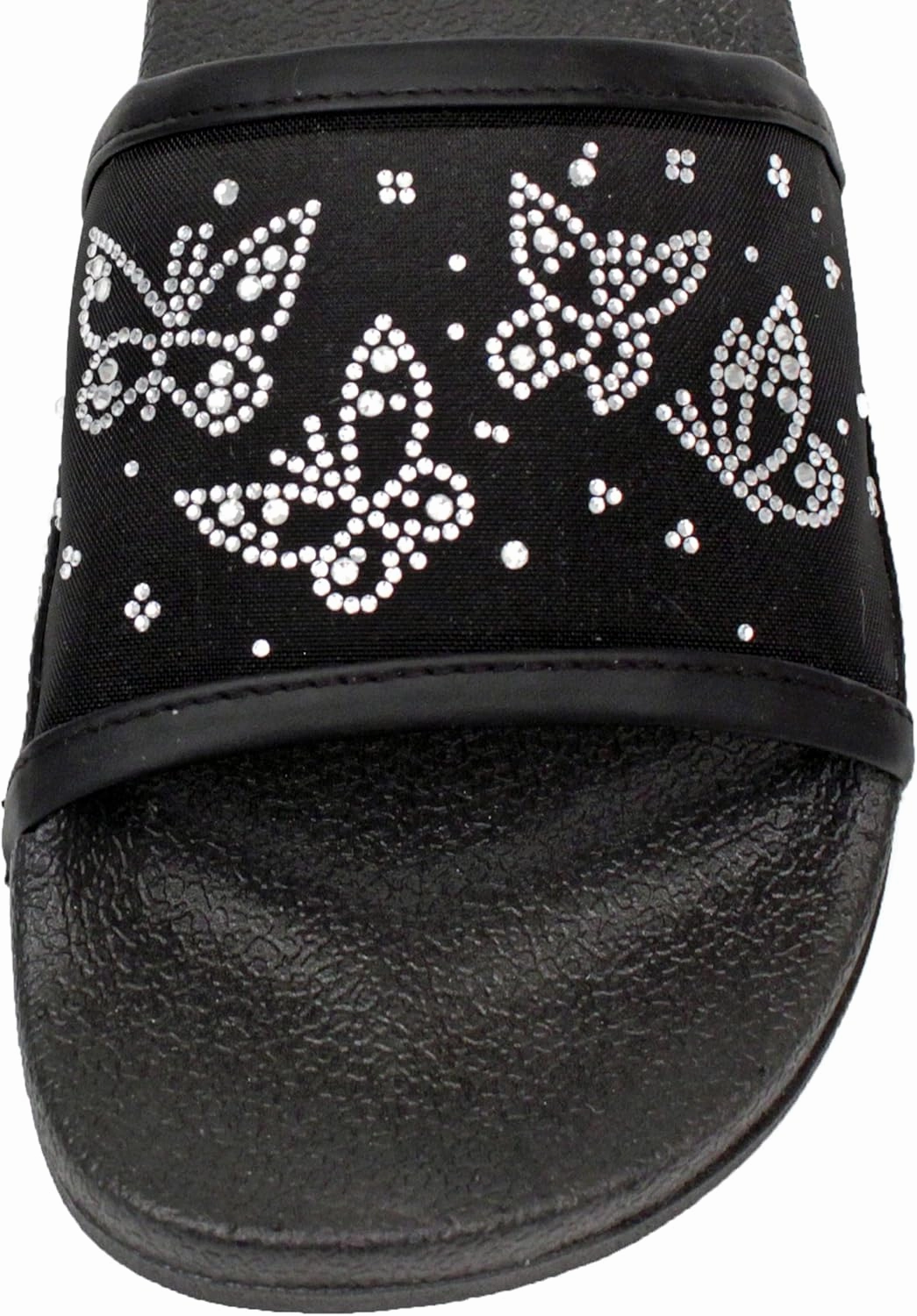Luckers Women's Butterflies Rhinestone Embellished Mesh Slip-On Sandals