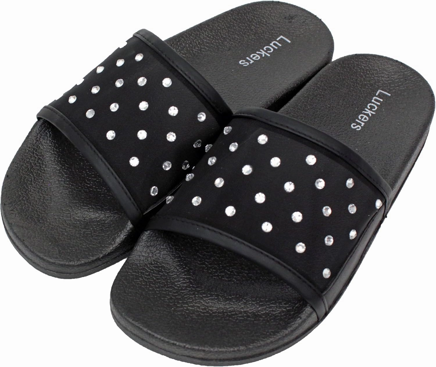 Luckers Women's Crystal-Embellished Mesh Slip-On Sandals