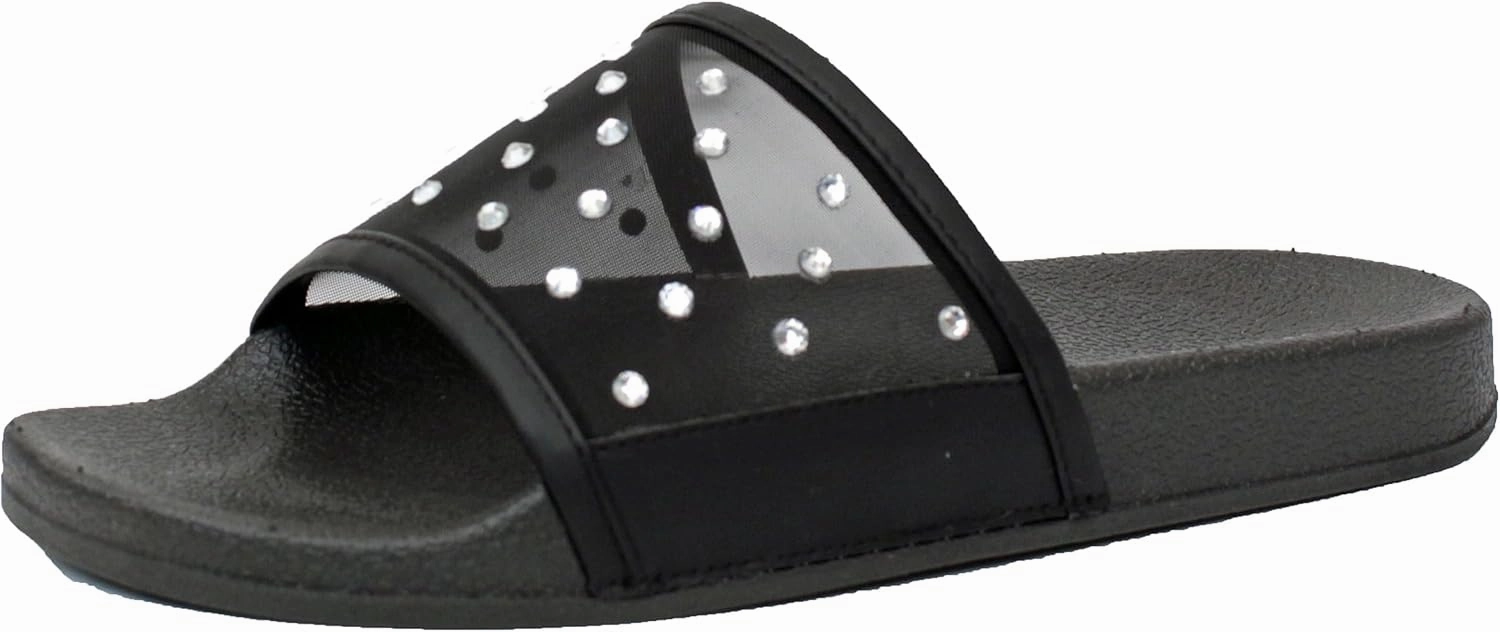 Luckers Women's Crystal-Embellished Mesh Slip-On Sandals