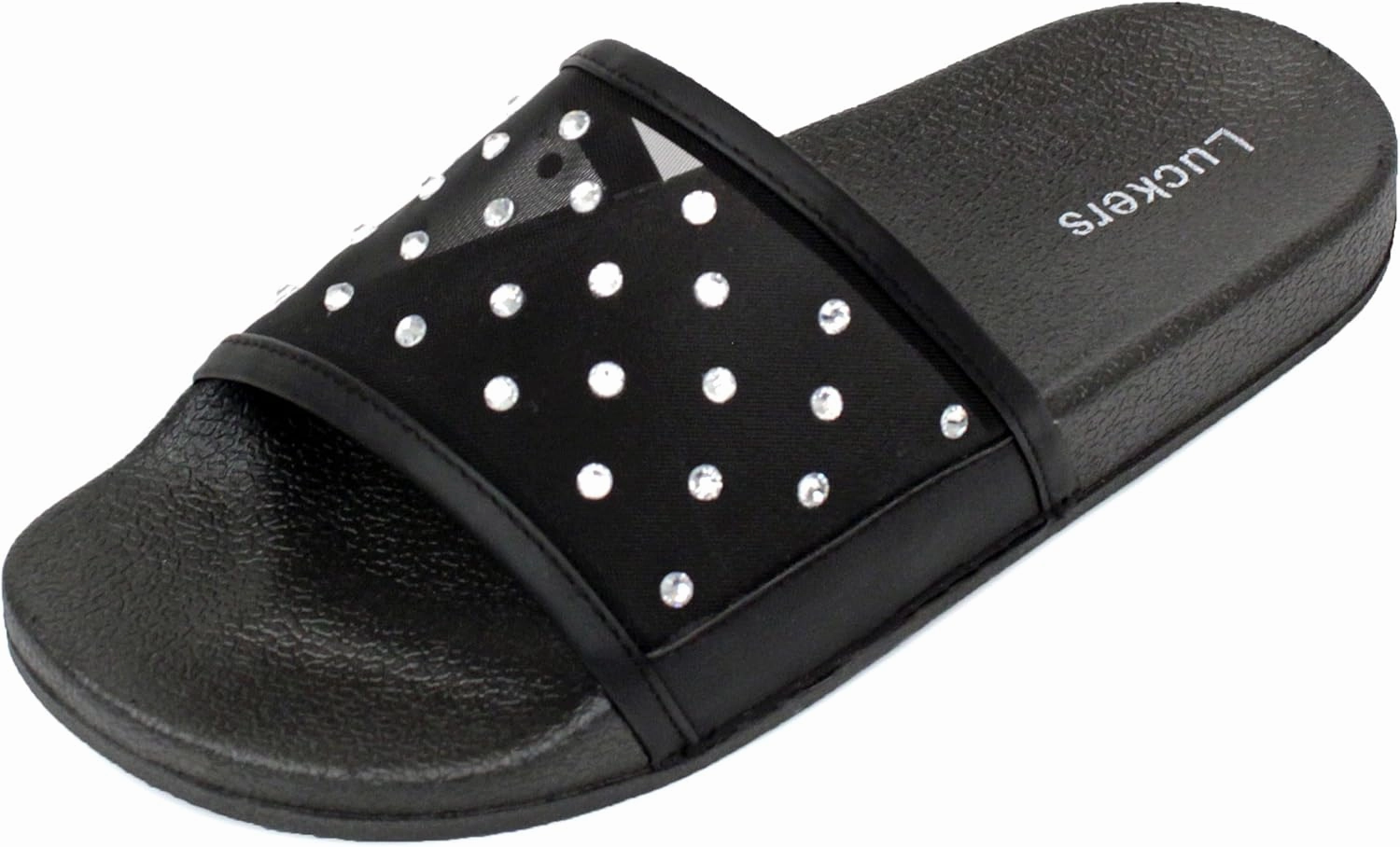 Luckers Women's Crystal-Embellished Mesh Slip-On Sandals