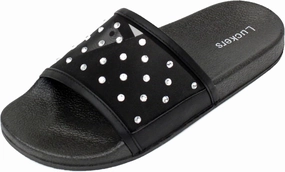 Luckers Women's Crystal-Embellished Mesh Slip-On Sandals
