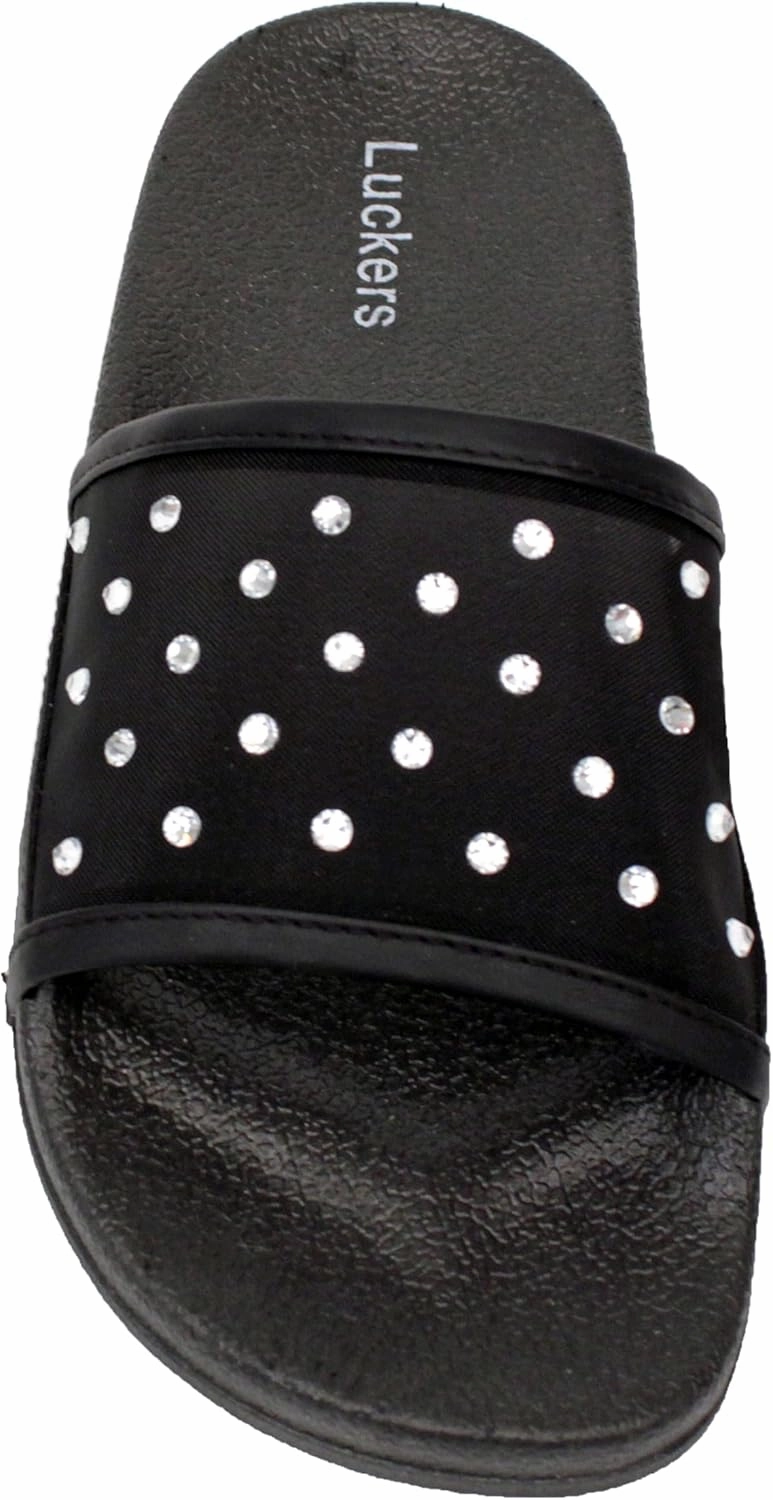 Luckers Women's Crystal-Embellished Mesh Slip-On Sandals