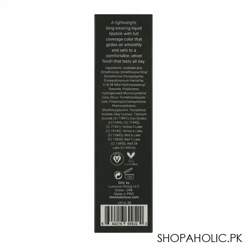 Luscious Cosmetics Velvet Reign Matte Liquid Lipstick, 05 Regal