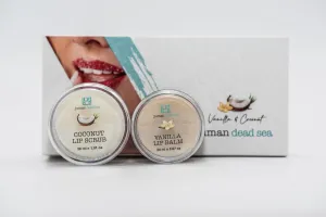 Luxury Gift Set | Lip Care | Dead Sea Mineral Rich Vanilla Lip Balm and Coconut Lip Scrub
