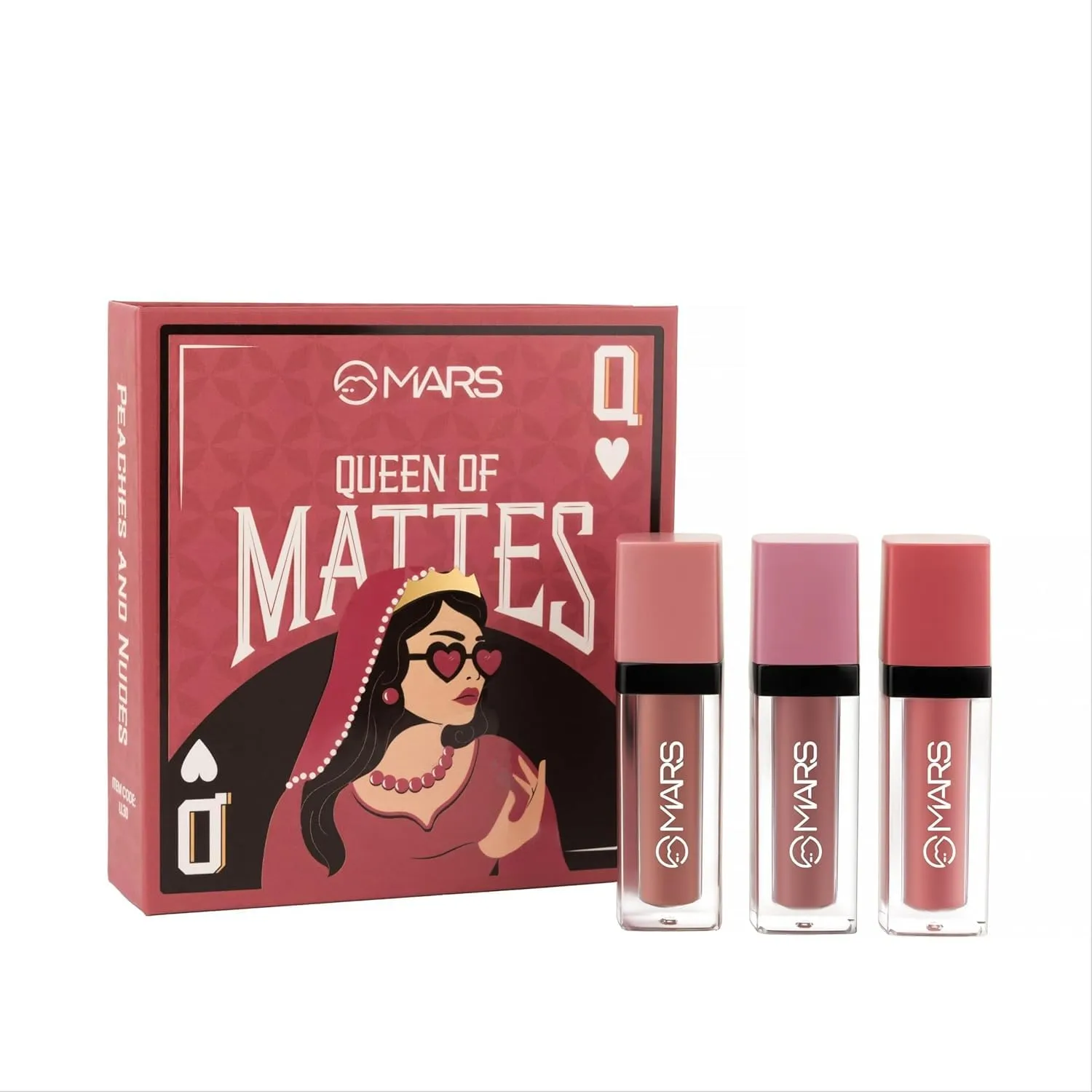 M. Queen of Mattes Liquid Lipstick Set, 3 Matte Finish Shades, Peaches & Nudes, 13.5 ml, Smudgeproof & Transferproof