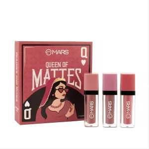 M. Queen of Mattes Liquid Lipstick Set, 3 Matte Finish Shades, Peaches & Nudes, 13.5 ml, Smudgeproof & Transferproof