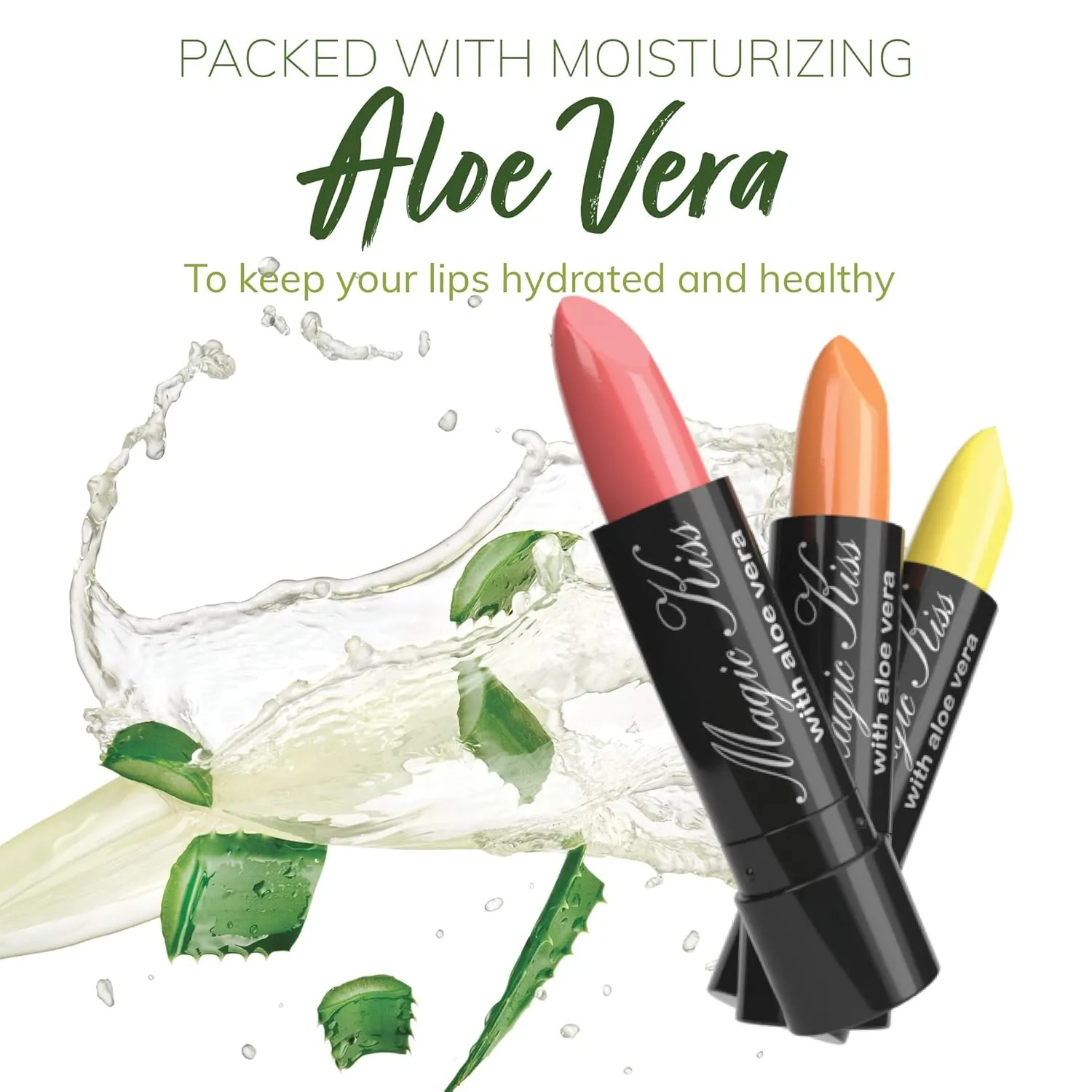 Magic Kiss Pack of 12 Color Changing Aloe Vera Lipstick set, MADE IN USA (Lavender)