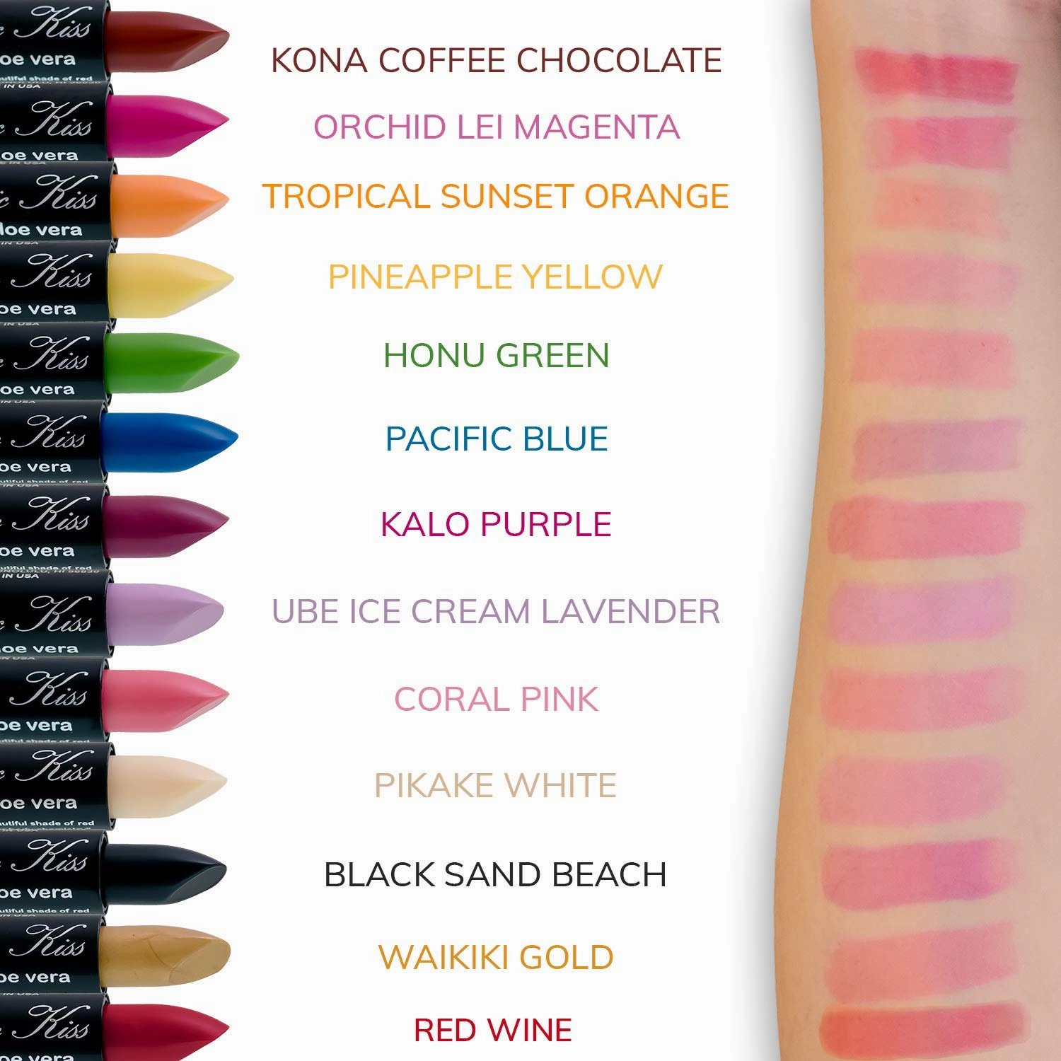 Magic Kiss Pack of 12 Color Changing Aloe Vera Lipstick set, MADE IN USA (Chocolate)