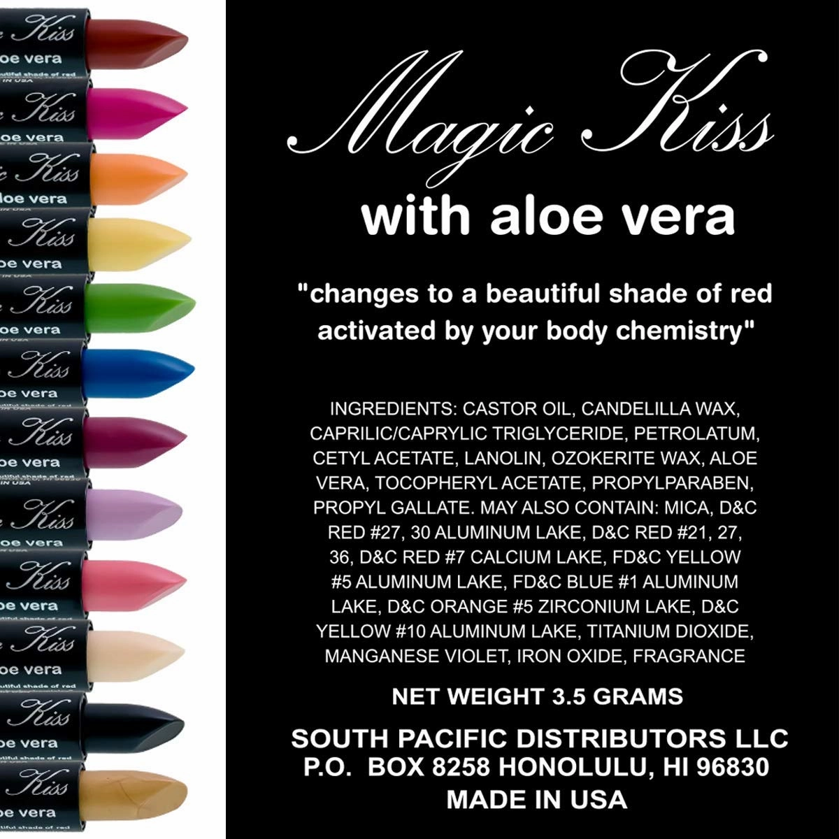 Magic Kiss Pack of 12 Color Changing Aloe Vera Lipstick set, MADE IN USA (Chocolate)