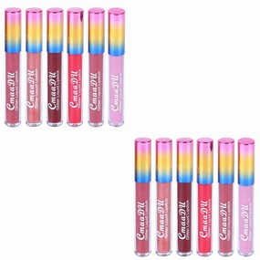 Magik 6-12 Pc Set 6 Color Glitter Liquid Lipstick Waterproof Long Lasting Lip Gloss (12 Pcs（2 Ea）)