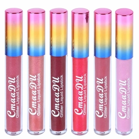 Magik 6-12 Pc Set 6 Color Glitter Liquid Lipstick Waterproof Long Lasting Lip Gloss (6 Pcs (1 Ea))