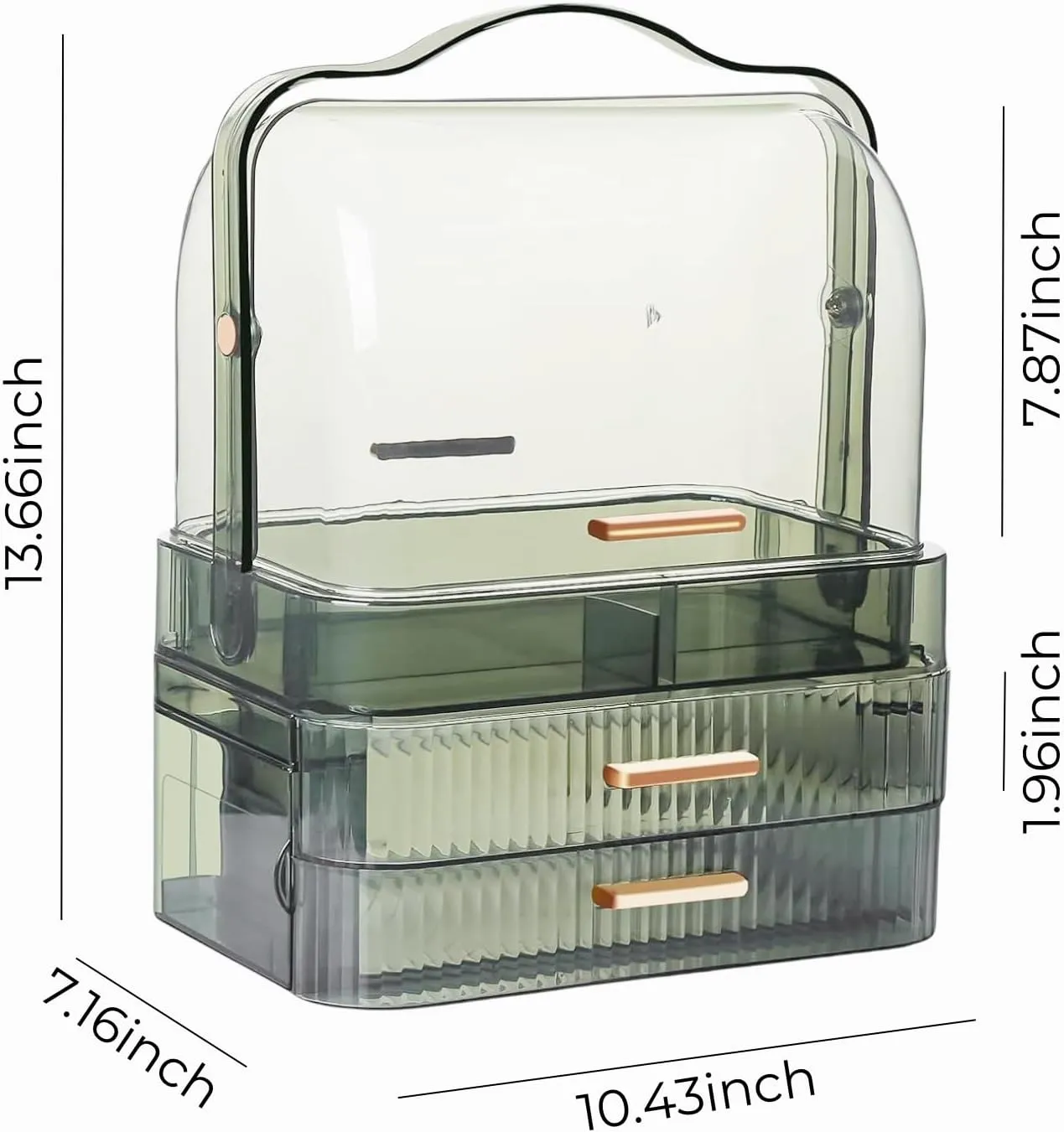 Makeup Organizer, Waterproof & Dustproof Cosmetic Display Cases with 2-Layer and Transparent Cover, Skincare Display Boxes,Makeup Caddy Holder for Vanity Countertop, Bathroom, Dresser, Bedroom, Green