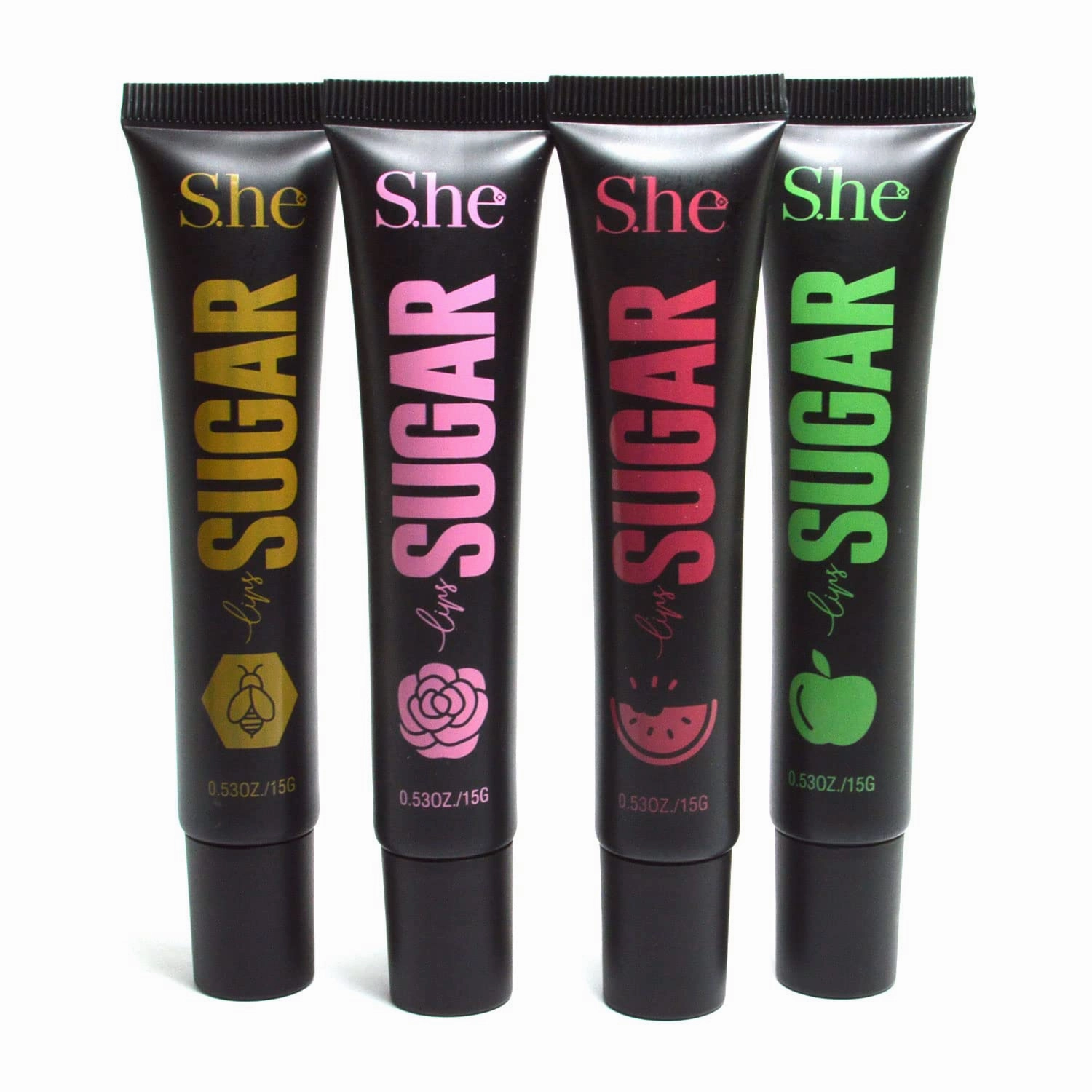 Makeup S.he 4 Flavors of Natural Sugar My Lips Lip Scrub Exfoliator Moisturizing Vitamin E LS480   Free Zipper Bag