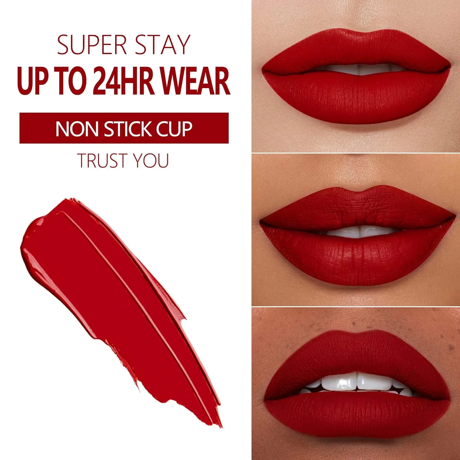 MAKI YIKA 3Pc Matte Lipstick Makeup, Red Pink Nude Lipstick For Women Long Lasting Smudge Proof Non Transfer Lip Makeup Cruelty Free |Red/Pink/Nude