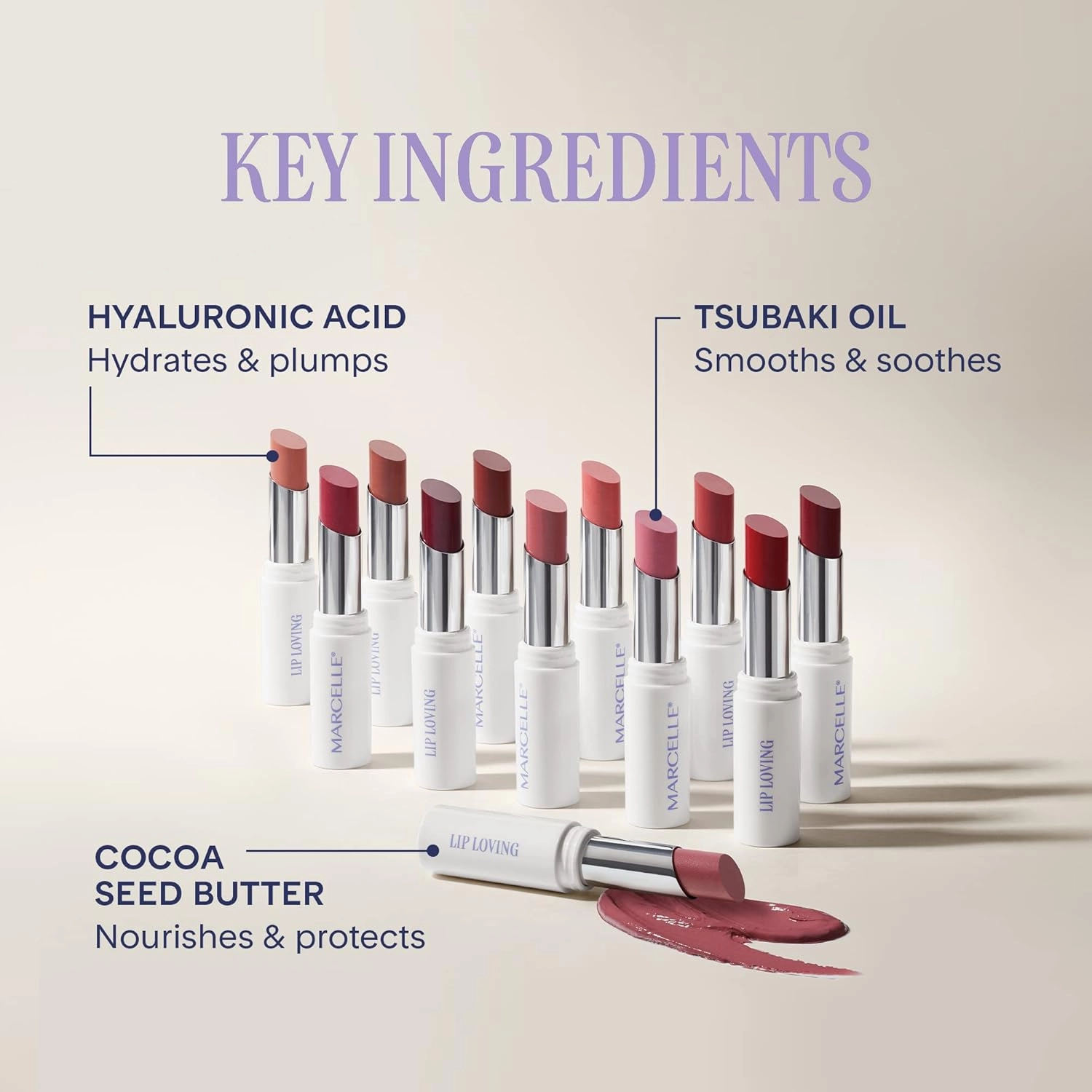 Marcelle Lip Loving Colour & Caring Oil-in-Stick, Glowing Tan, Vegan, Cruelty-Free, Clean, Paraben-Free, Fragrance-Free, Hypoallergenic, 3g