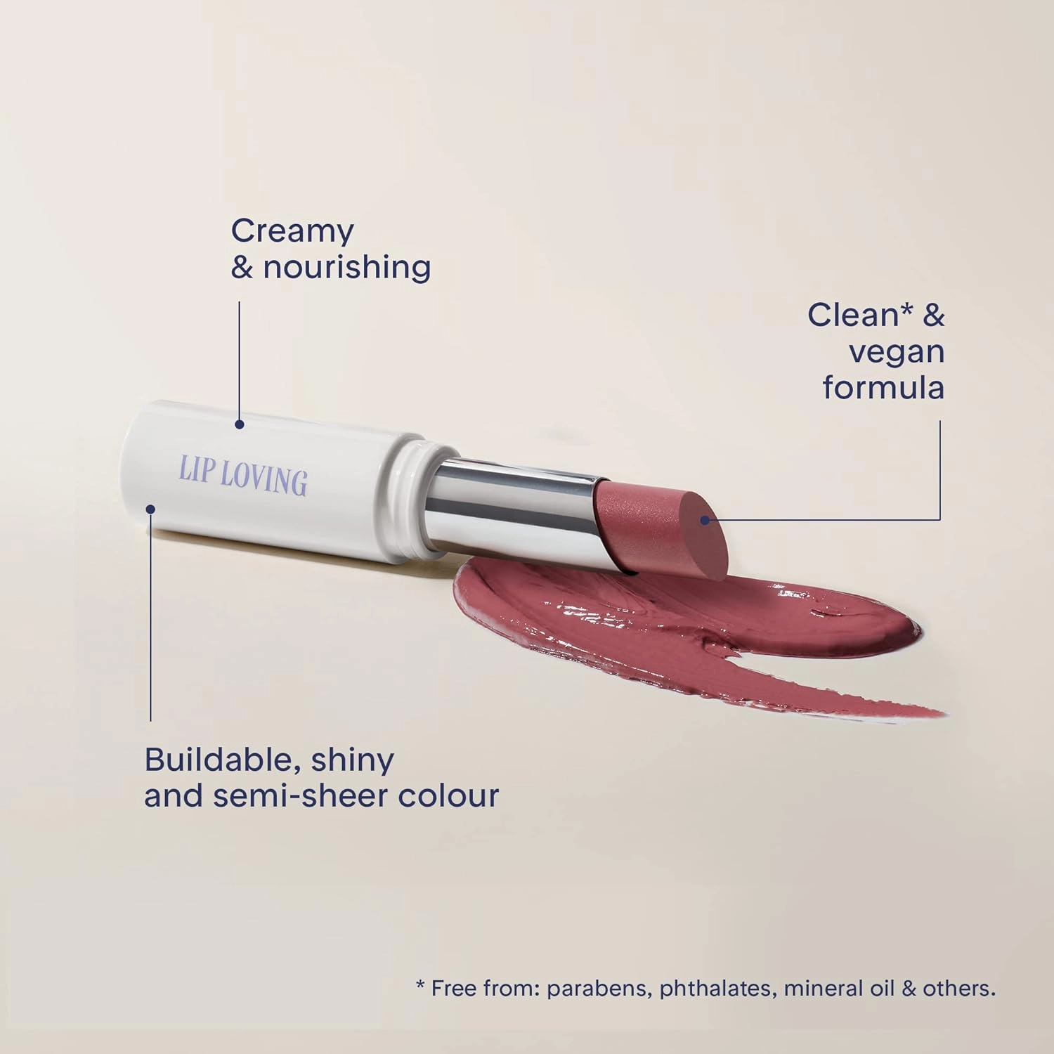 Marcelle Lip Loving Colour & Caring Oil-in-Stick, Glowing Tan, Vegan, Cruelty-Free, Clean, Paraben-Free, Fragrance-Free, Hypoallergenic, 3g