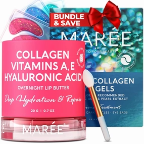 MAREE Nourishing & Refreshing Bundle - Moisturizing Overnight Lip Mask & Under Eye Wrinkle Patches for Youthful look
