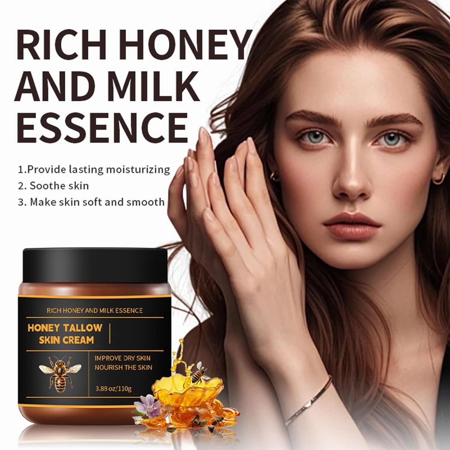 Marroomi Tallow Honey Balm, Maromi Tallow Honey Balm, Whipped Moisturizer for Face & Body - All-Natural Skin Care for Soft, Hydrated Skin (2 pcs, 3.88Oz)