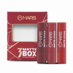 MARSS Matte Box Set of 3 Lipsticks for Women | Long-Lasting | Smooth Finish | Moisturising | One Swipe Pigmentation | (3x3.2 gm) (01-Red & Maroon)