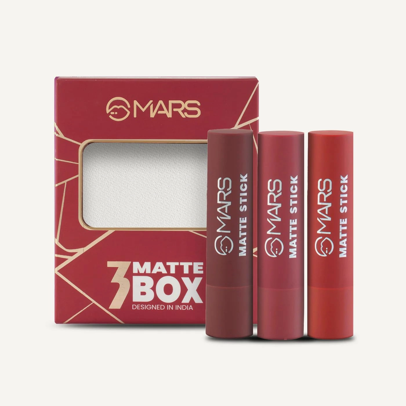 MARSS Matte Box Set of 3 Lipsticks for Women | Long-Lasting | Smooth Finish | Moisturising | One Swipe Pigmentation | (3x3.2 gm) (02-Peaches & Nudes)