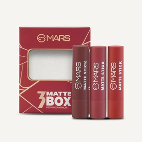 MARSS Matte Box Set of 3 Lipsticks for Women | Long-Lasting | Smooth Finish | Moisturising | One Swipe Pigmentation | (3x3.2 gm) (02-Peaches & Nudes)
