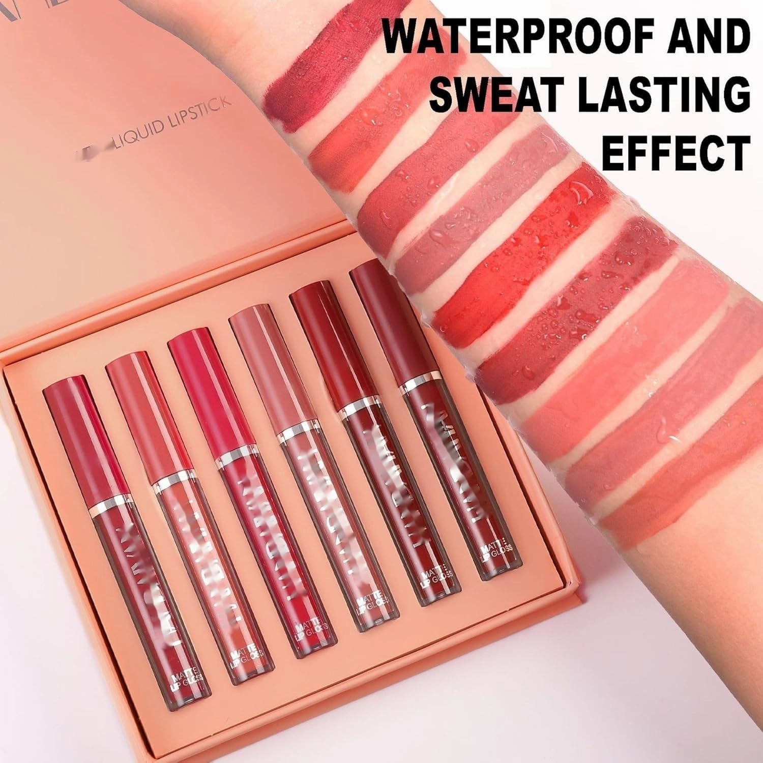 Matte Lipstick Set, Waterproof, Long-Lasting, Sweet Series Lip Gloss, 6 Pcs (002, regular)