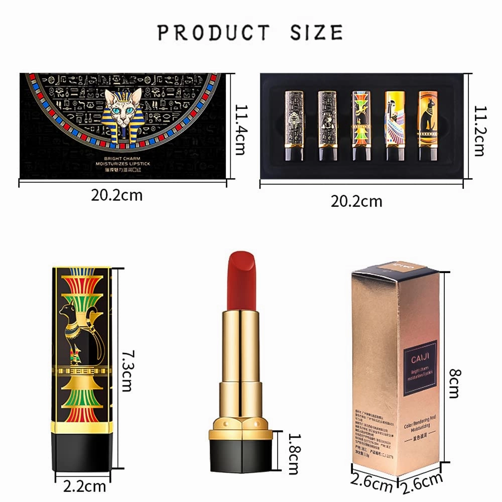 Matte Lipstick The British Museum Egypt Series Luxury Satin Lipstick Long-Lasting Vegan Cruelty-Free (303#)