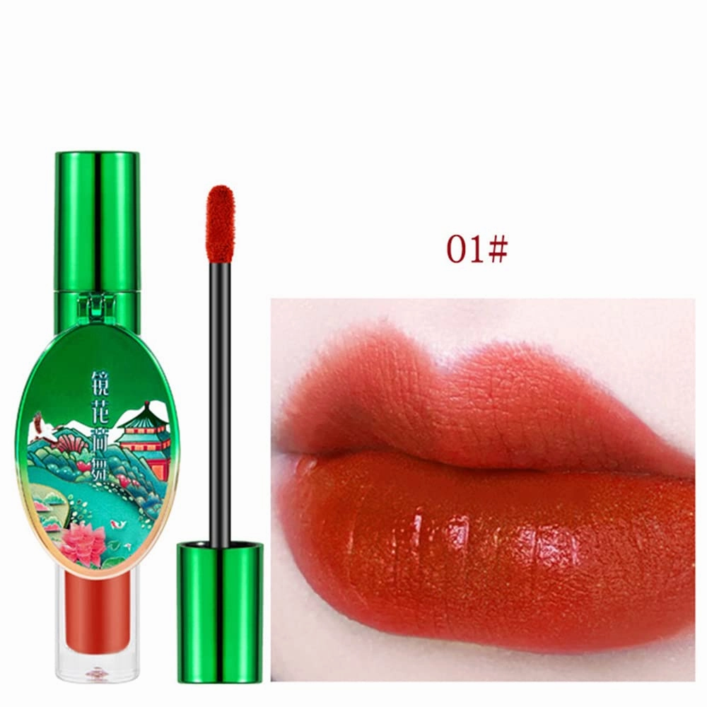 Matte Liquid Lipstick, 6 Colors Red Matte Lipstick Long Lasting Waterproof Lip Gloss with Mirror Velvety High Pigmented Lip Stain Kit Girls Women Make Up Gift (01#)