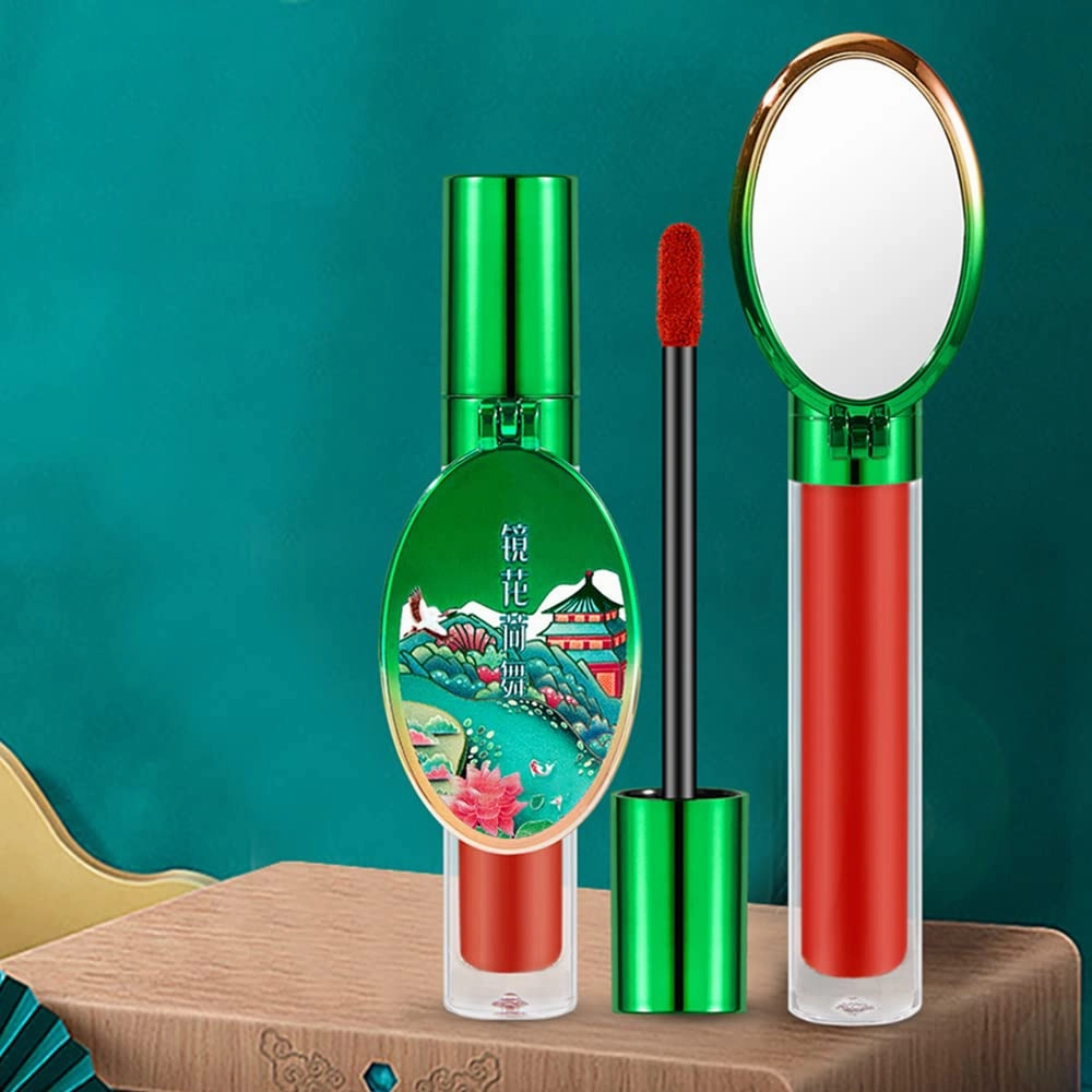 Matte Liquid Lipstick, 6 Colors Red Matte Lipstick Long Lasting Waterproof Lip Gloss with Mirror Velvety High Pigmented Lip Stain Kit Girls Women Make Up Gift (02#)