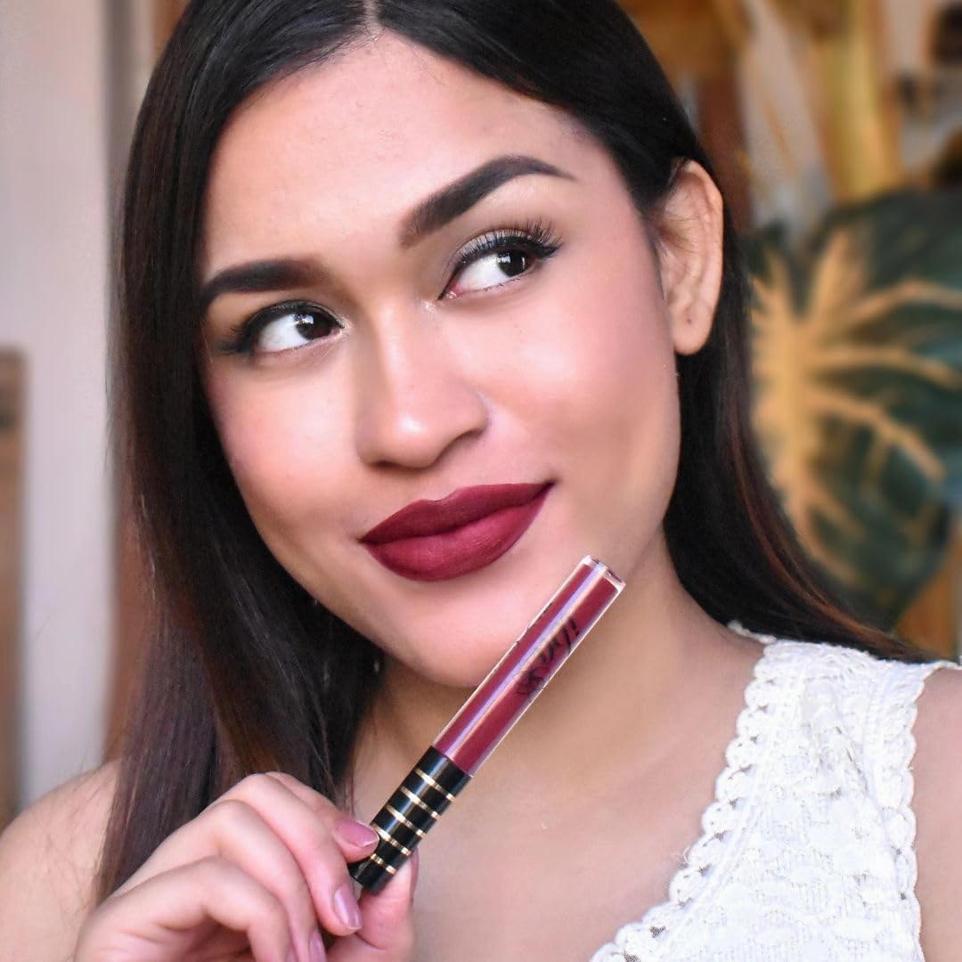 Matte Liquid Lipstick- Fresh Peach | Infused with Vitamin E & Almond Oil | Transfer Proof & Long Lasting | Waterproof & Smudge Proof (Burgundy Blush, 2.6ML)