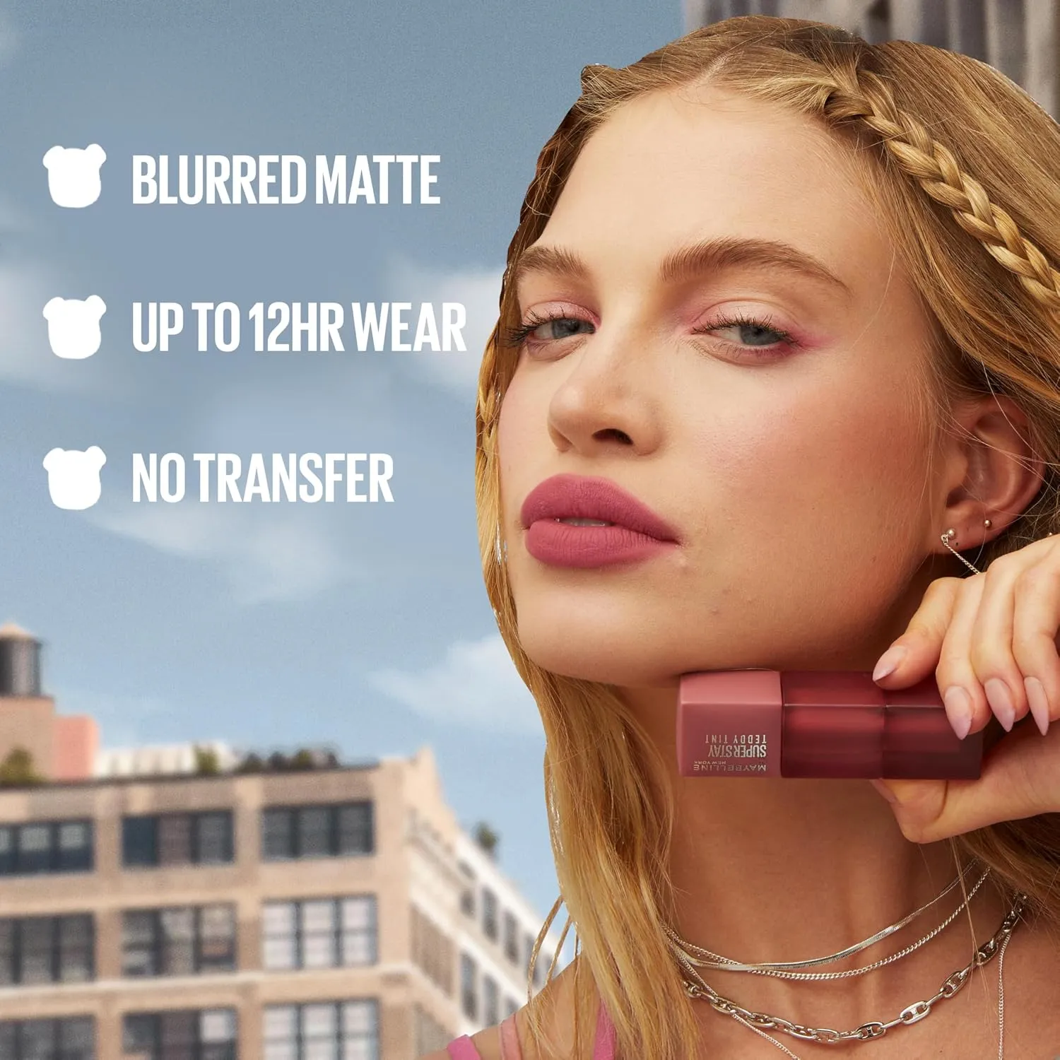 MAYBELLINE Super Stay Teddy Lip Tint, Long Lasting Matte Lipstick For Up To 12HR Wear, Skinnydip, 1 Count