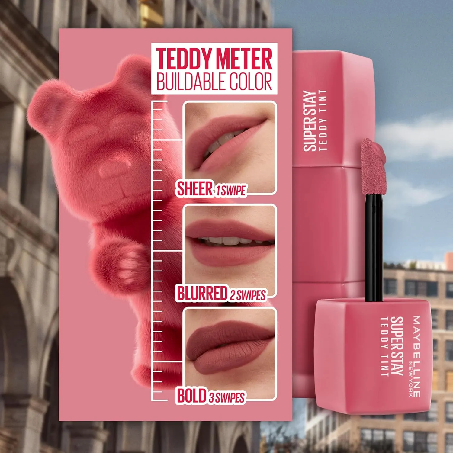 MAYBELLINE Super Stay Teddy Lip Tint, Long Lasting Matte Lipstick For Up To 12HR Wear, Skinnydip, 1 Count